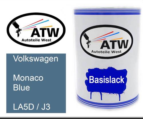 Volkswagen, Monaco Blue, LA5D / J3: 500ml Lackdose, von ATW Autoteile West.